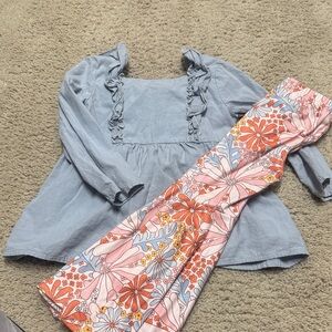 Floral Kids Matching Set - Blue and Pink